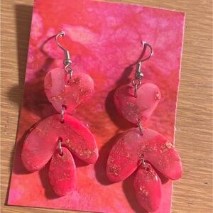 Elegant Red Heart Drop Earrings